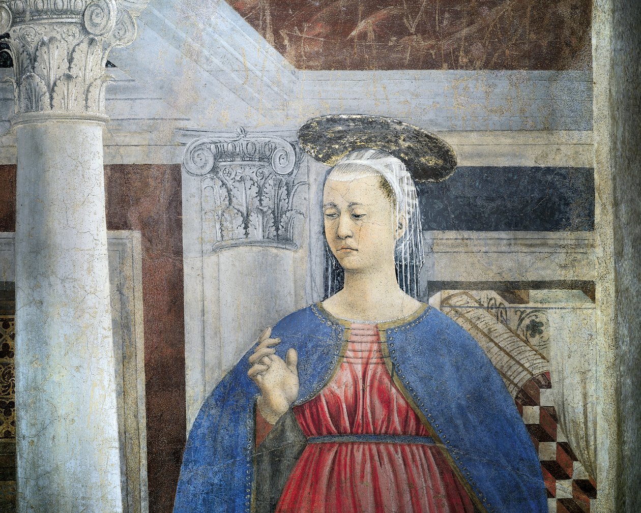 Detail z Legendy o pravém kříži zobrazující Zvěstování od Piera della Francesca od Piero della Francesca