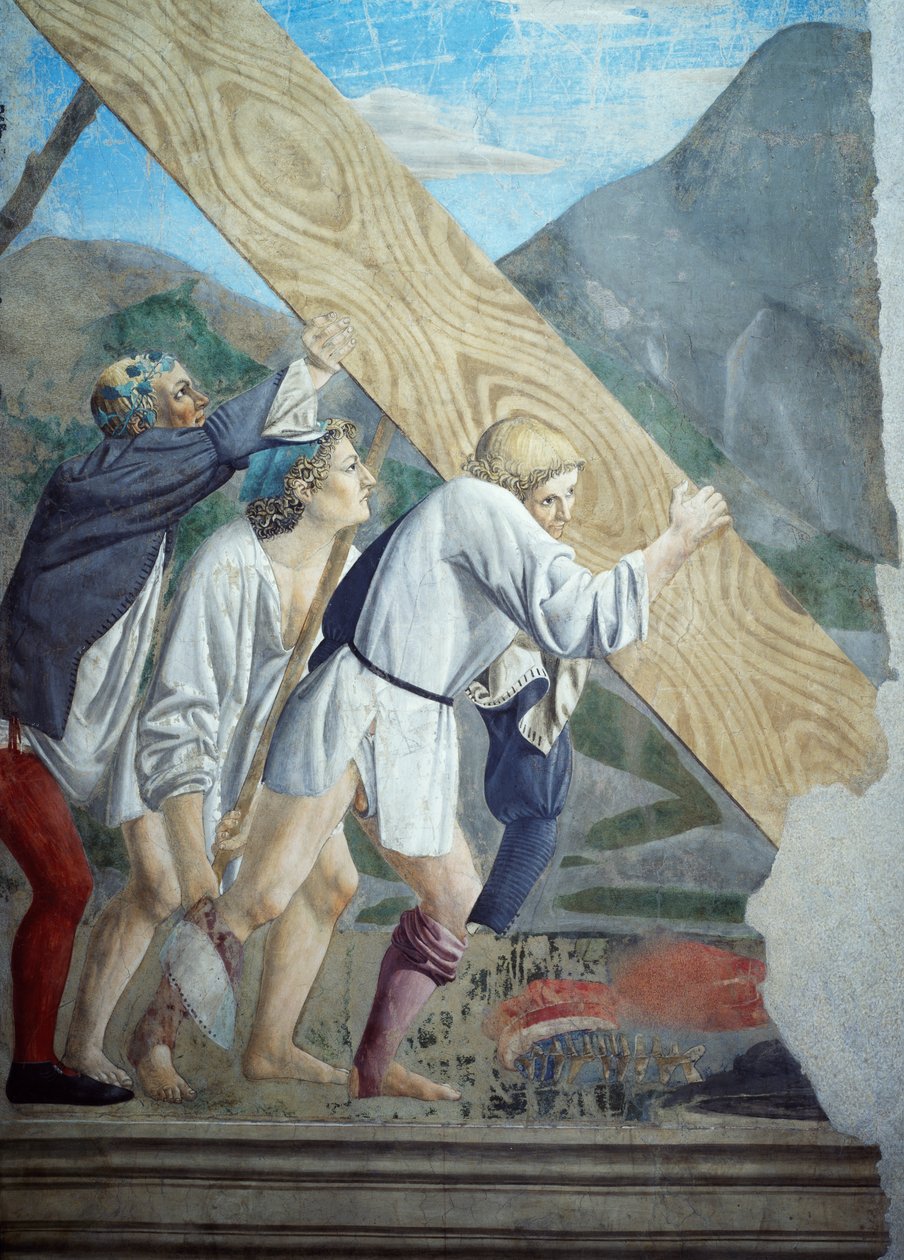 Detail z Legendy o pravém kříži ukazující transport posvátného dřeva od Piera della Francesca od Piero della Francesca