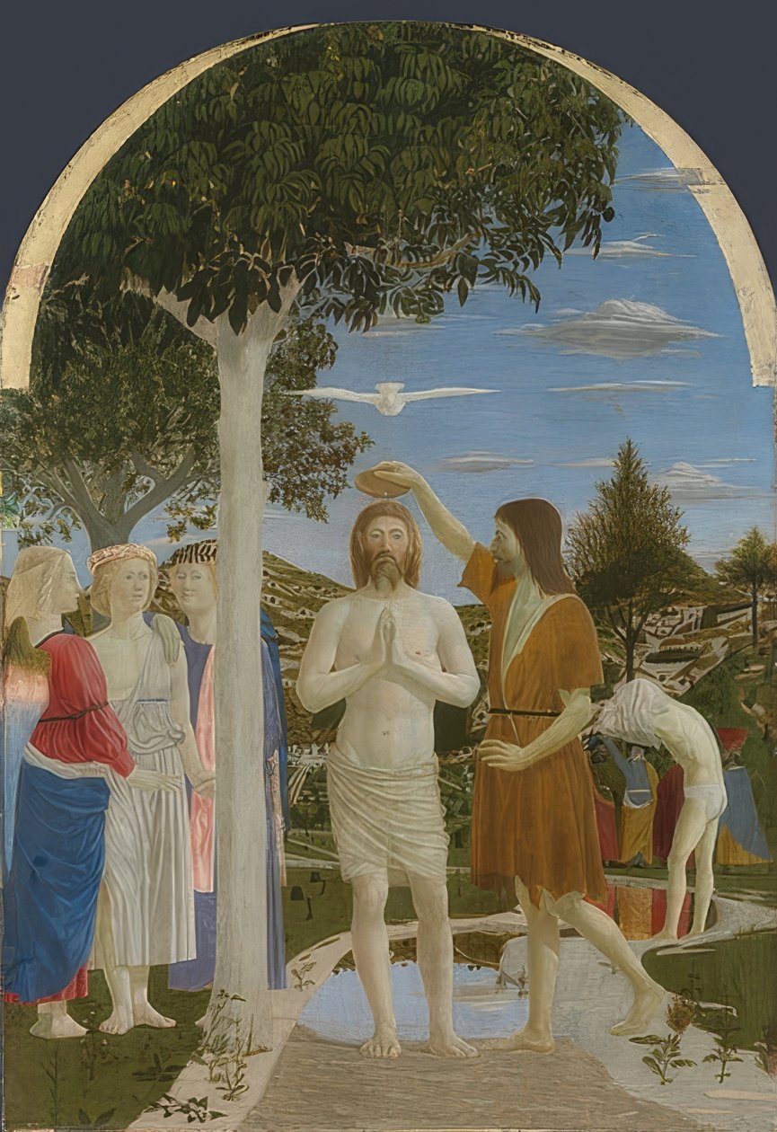 Křest Kristův. 50. léta 14. století od Piero della Francesca