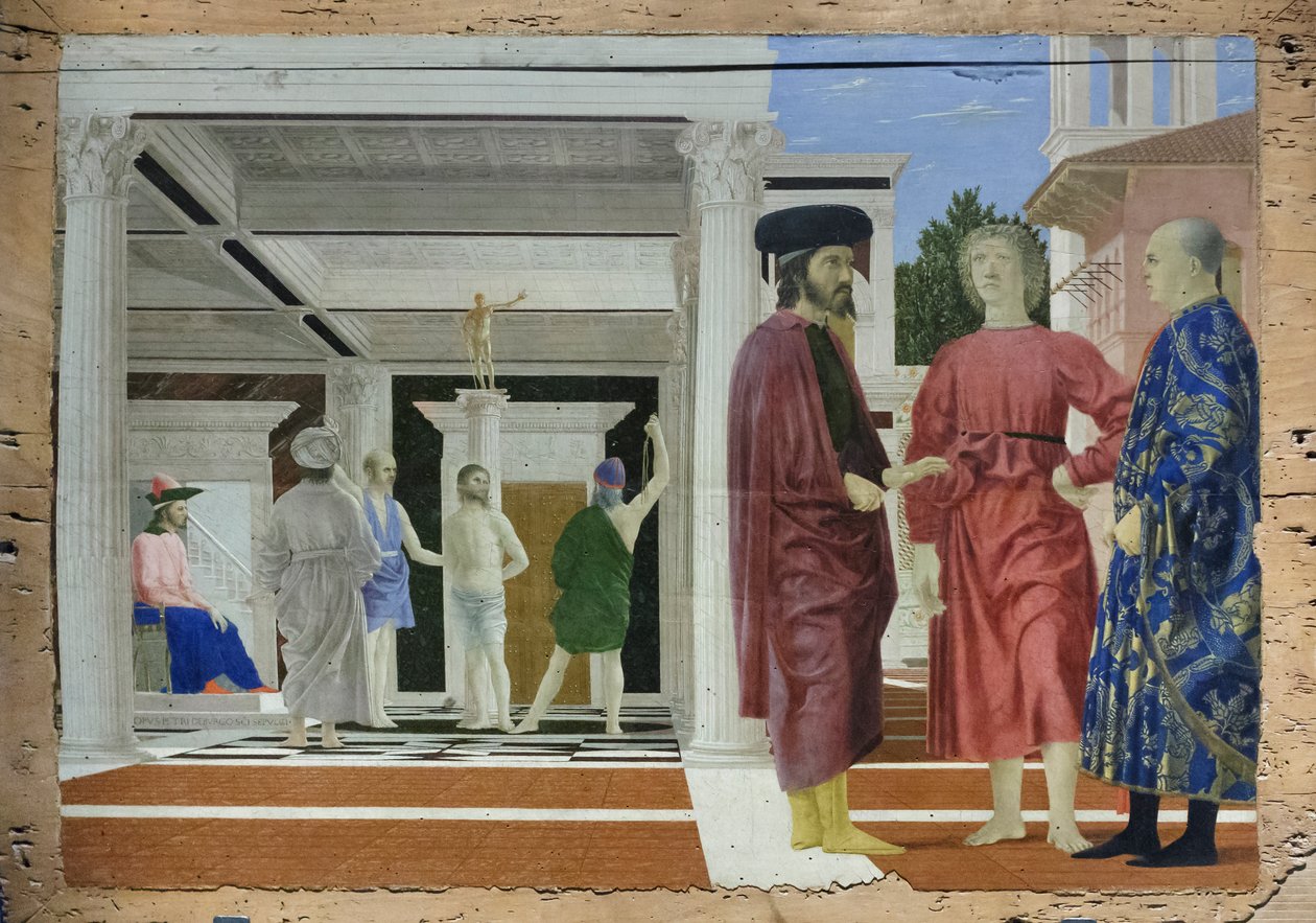 Bičování Krista, asi 1452 (tempera na desce) od Piero della Francesca