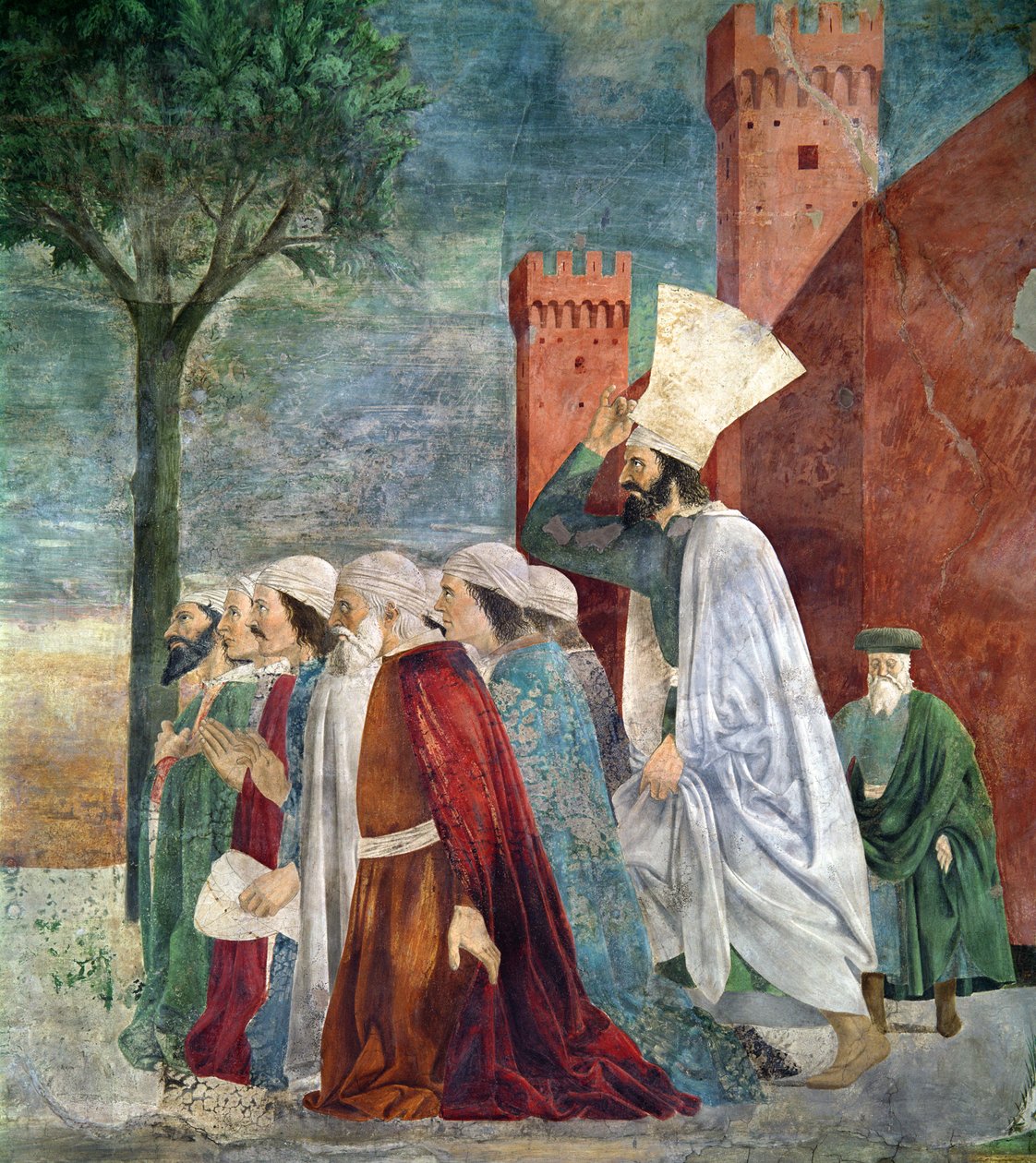 Heraclius c.575-641 Obnovuje kříž do Jeruzaléma, z cyklu Legenda o pravém kříži, dokončený detail 1464 fresky z 58287 od Piero della Francesca