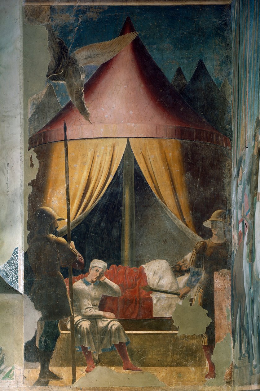 Historie pravého kříže. Konstantinův sen. (freska, mezi 1459-1466) od Piero della Francesca