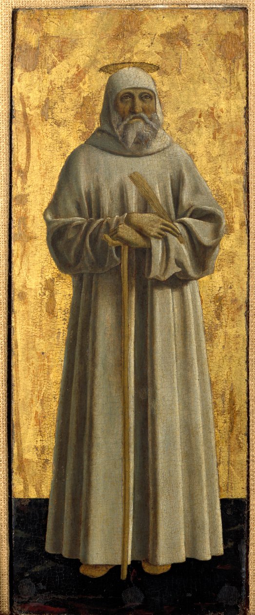 Polyptik z Misericorde: Panna z Misericorde, obklopená svatými. Detail zobrazující svatého Benedikta z Nursie. Malba na dřevě od Piera della Francesca (1415/20-1492) 1445-1460 Rozm. 54x21 cm Sansepolcro, Pinacoteca Comunale od Piero della Francesca