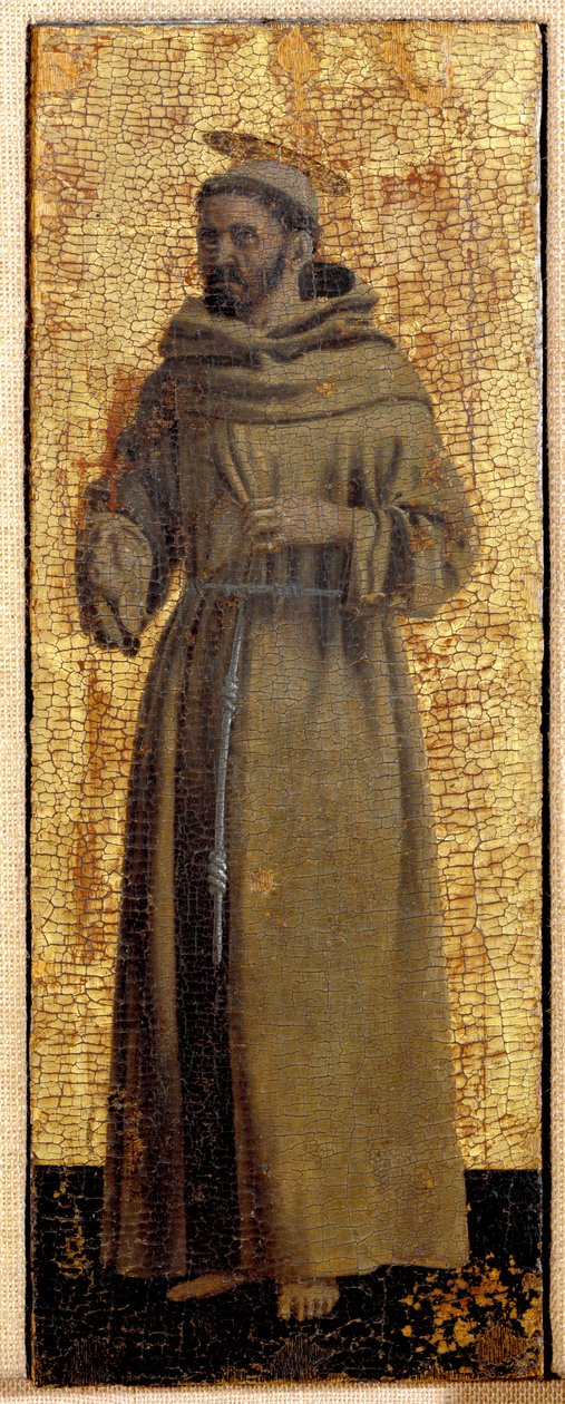 Polyptik z Misericorde: Panna z Misericorde, obklopená svatými. Detail představující svatého Františka z Assisi. Malba na dřevě od Piera della Francesca (1415/20-1492) 1445-1460 Rozm. 54x21 cm Sansepolcro, Pinacoteca Comunale od Piero della Francesca