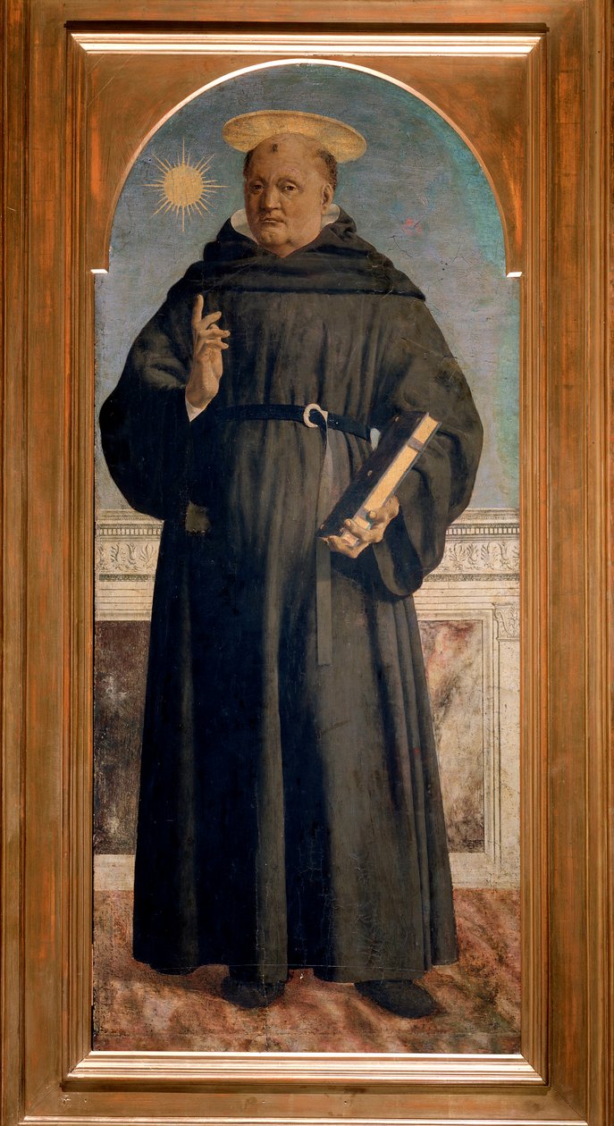 Polyptych svatého Augustina: Svatý Mikuláš z Tolentina - olej na panelu od Piero della Francesca