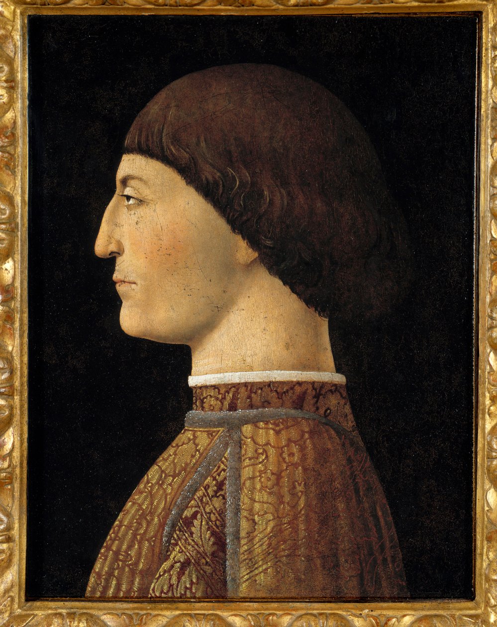Portrét Sigismonda Malatesty, pána z Rimini (1417-1468) Obraz Piera della Francesca (1410/1420-1492) 1451 Sun. 0,44 X 0,34 m - Portrét Zikmunda Malatesty (Sigismondo Pandolfo Malatesta), pána z Rimini (1417-1468). Obraz Piera della Fr od Piero della Francesca