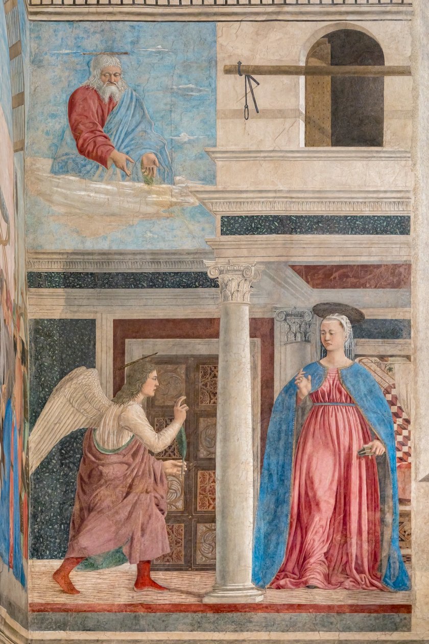 Zvěstování, detail Příběhů pravého kříže (freska) od Piero della Francesca