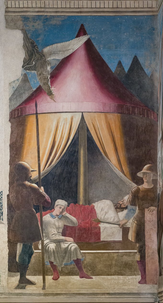 Konstantinův sen, detail Příběhů pravého kříže (freska) od Piero della Francesca