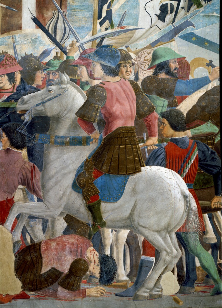 Legenda o pravém kříži, bitva u Herakleia a Chosroes, dokončena v roce 1464 (detail) od Piero della Francesca