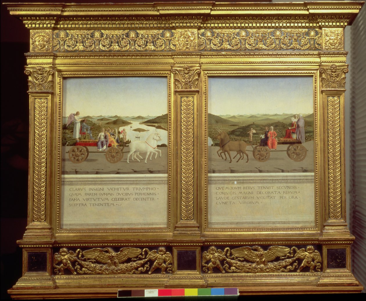 Triumfy vévody Federica da Montefeltro (1422–82) a Battisty Sforzy, kolem roku 1465 (tempera na panelu) od Piero della Francesca