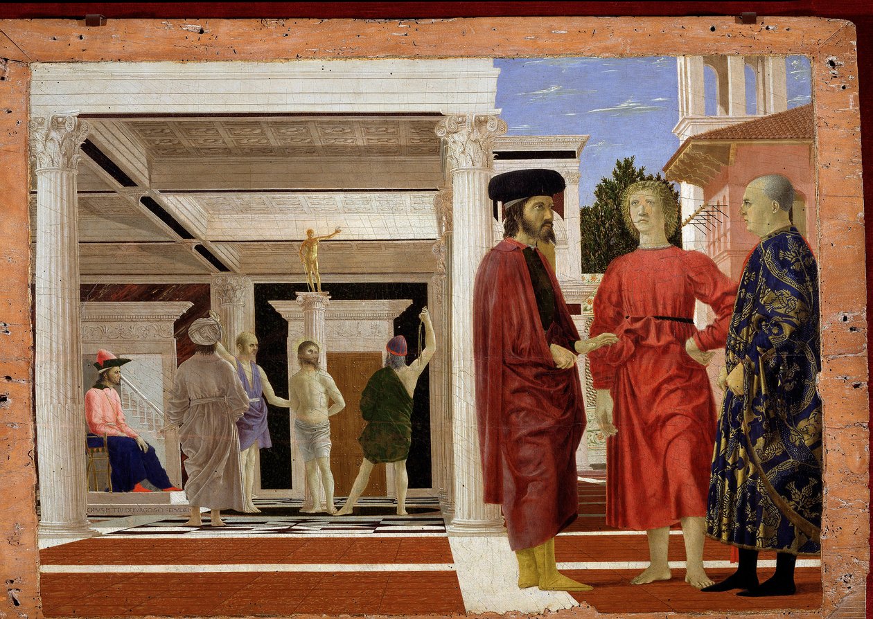 Bičování Krista, 1444-50 (olej a tempera na dřevě) od Piero della Francesca