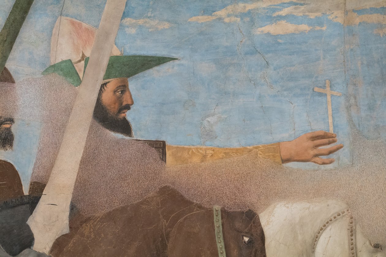 Konstantinovo vítězství nad Maxentiem, detail s vítězným Konstantinem od Piero della Francesca
