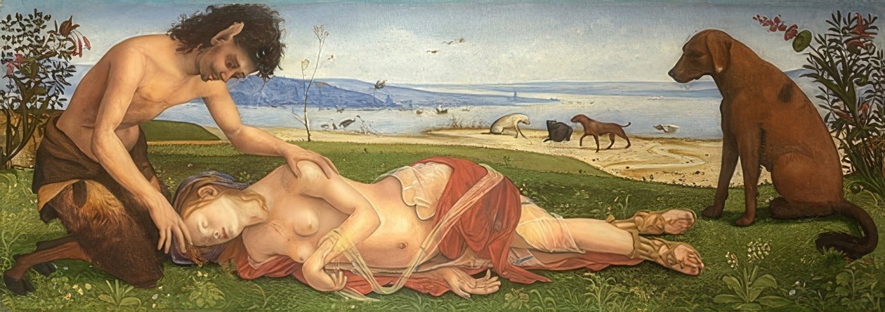 Satyr truchlí nad nymfou. Kolem roku 1495 od Piero di Cosimo