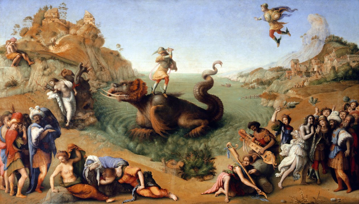 Perseus Freeing Andromeda (1510, olej na plátně) od Piero di Cosimo
