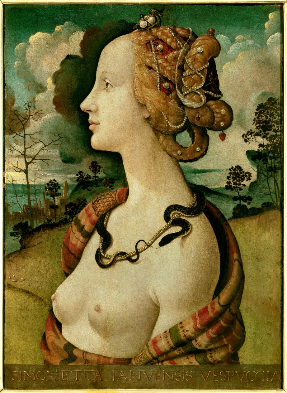 Portrét ženy o Simonettě Vespucciové od Piero di Cosimo