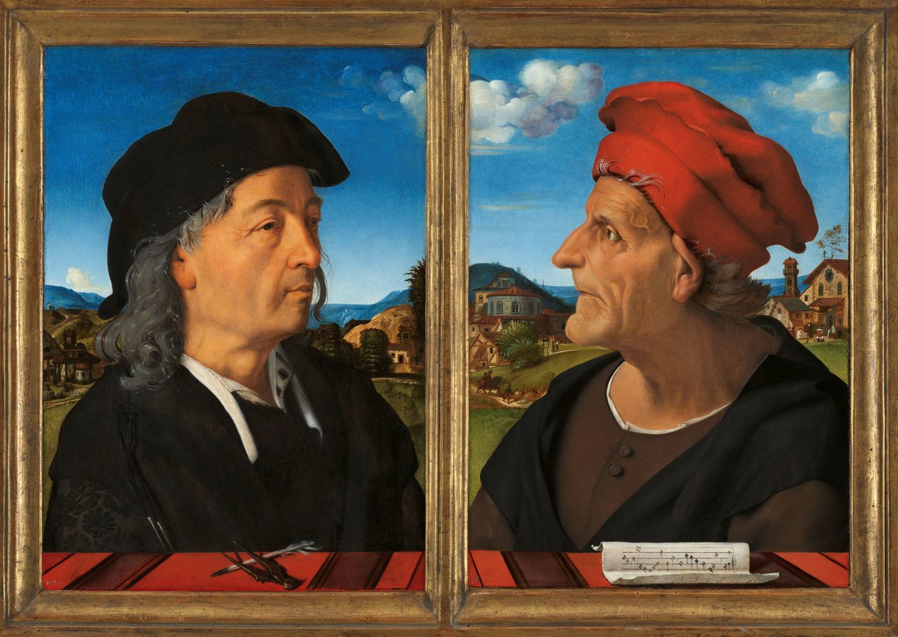 Portréty Giuliana a Francesca Giambertiho da Sangallo Portret van Giuliano da Sangallo (asi 1445-1516), architekt od Piero di Cosimo