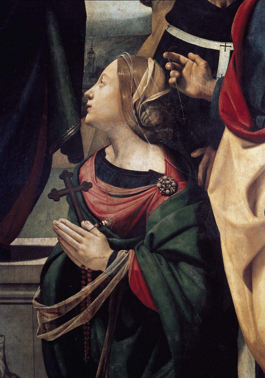 Svatá Margarita Antiochijská, detail početí Neposkvrněné obklopené 6 svatými. (Olej na plátně, kolem roku 1505) od Piero di Cosimo
