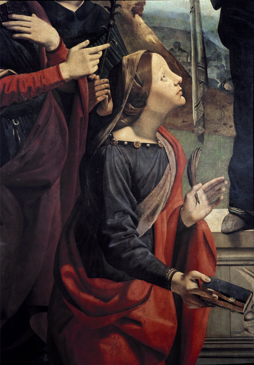 Svatá Kateřina Alexandrijská, detail Immaculee početí obklopený 6 svatými. (Olej na plátně, kolem roku 1505) od Piero di Cosimo