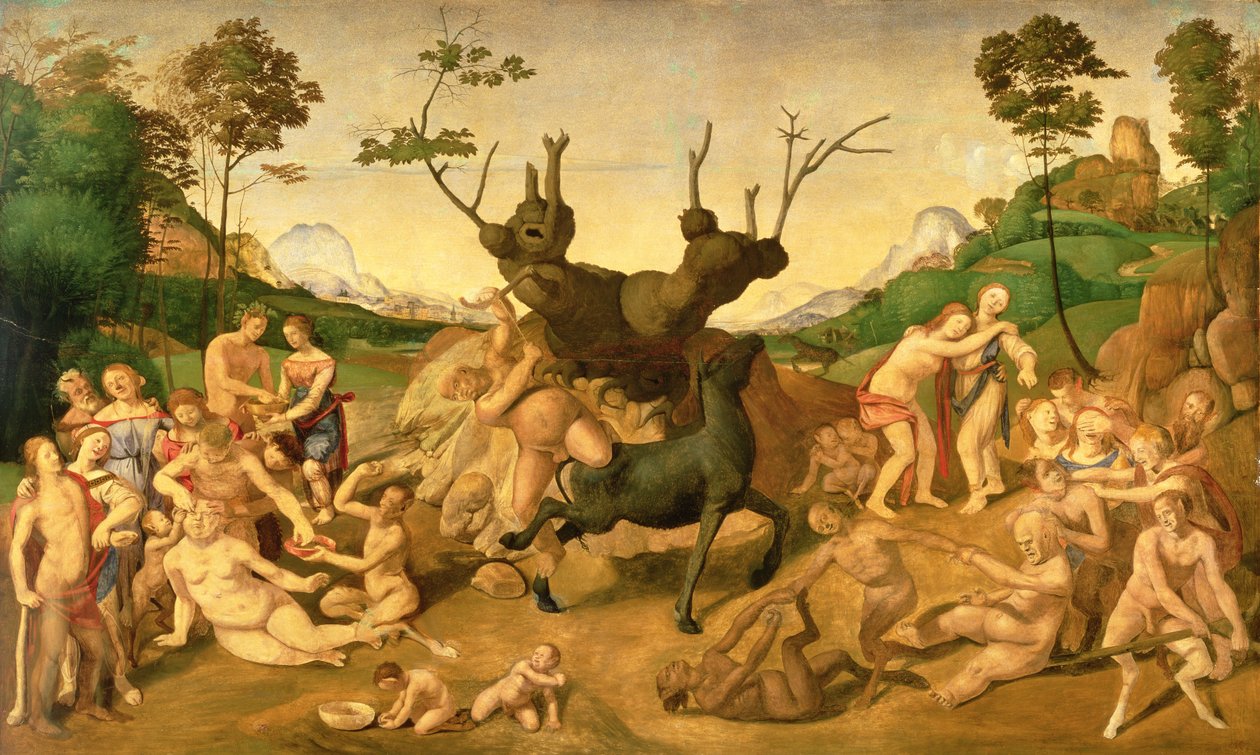 The Misfortunes of Silenus, cca 1500 (olej na panelu) od Piero di Cosimo