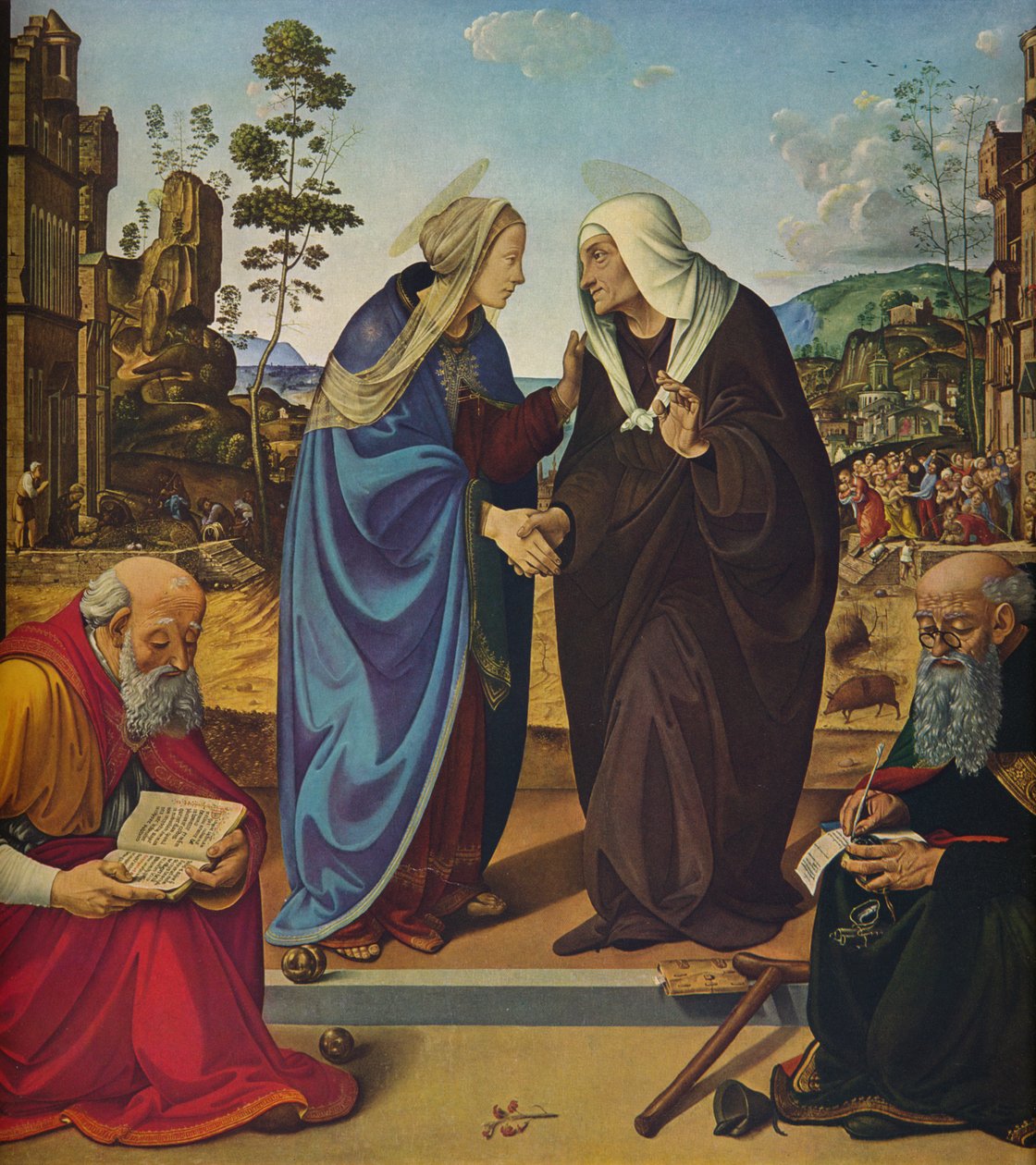 Navštívení se svatými Nicholasem a Anthony Abbotem, c1489-1490 od Piero di Cosimo