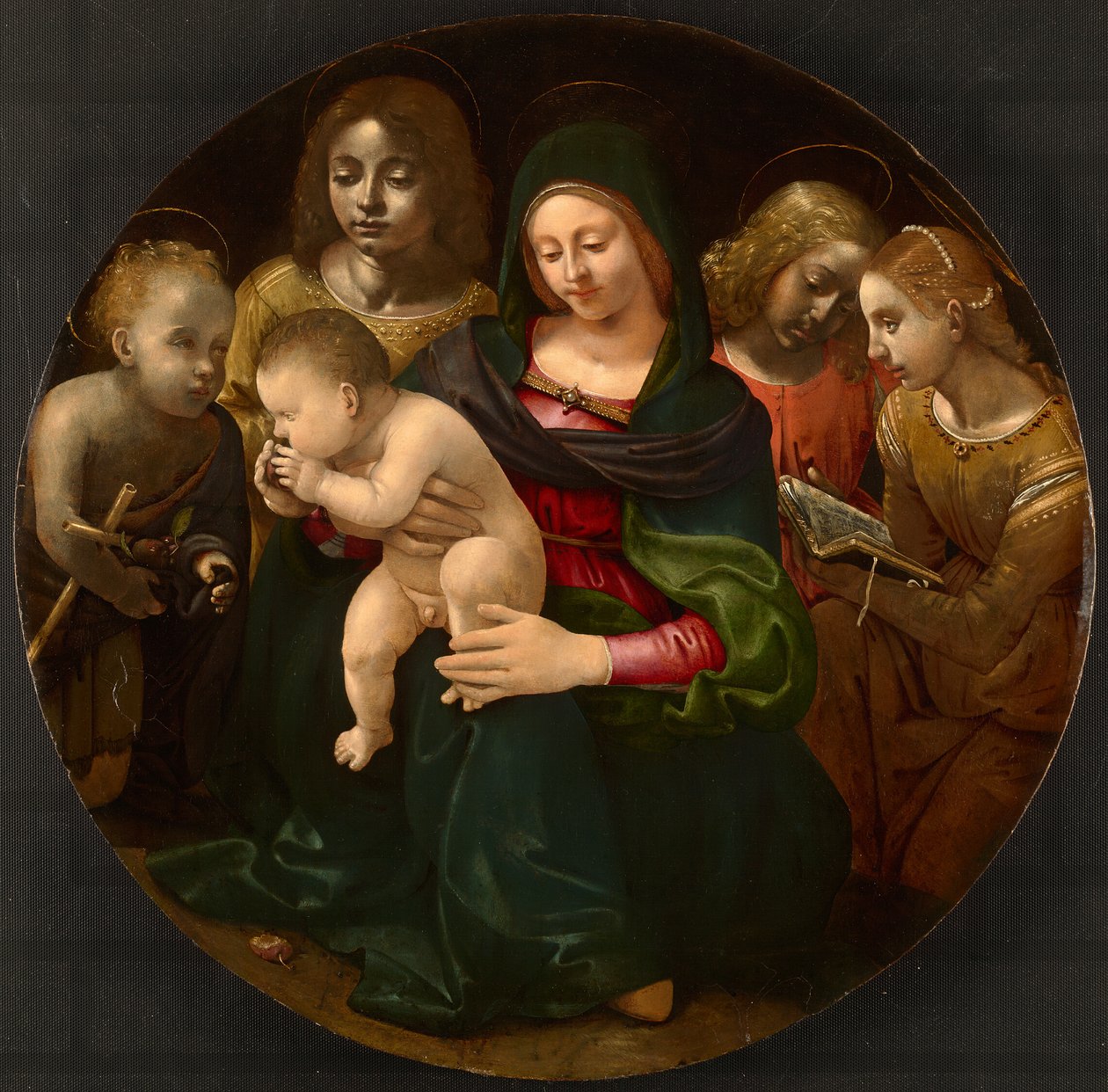 Panna Marie s dítětem a mladým svatým Janem Křtitelem, svatou Cecílií a anděly od Piero di Cosimo