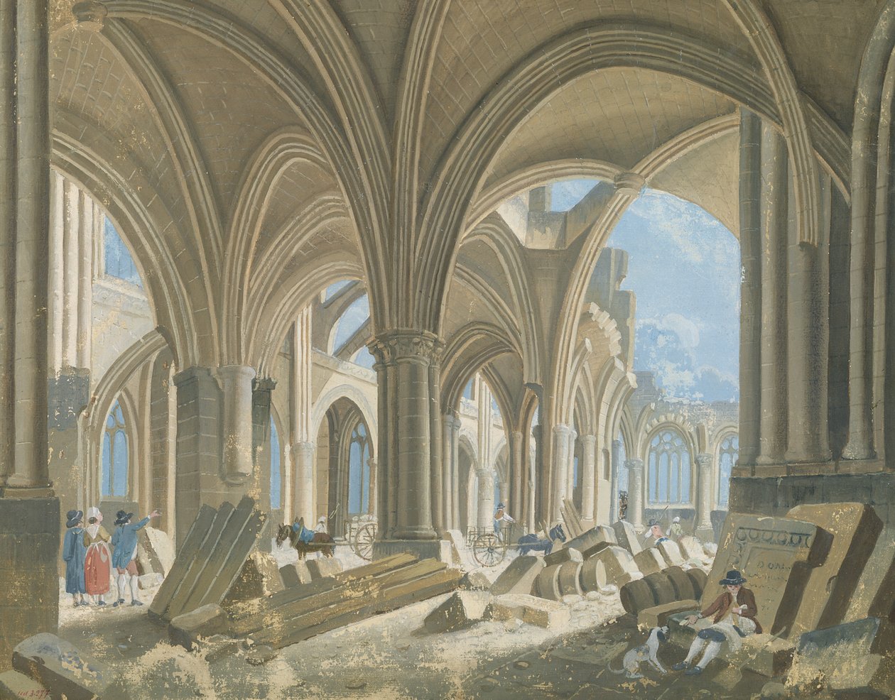 Demolice kostela Saint-Jean-en-Greve, kolem roku 1800 od Pierre Antoine Demachy