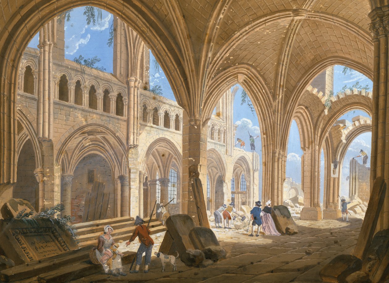 Demolice kostela Saint-Jean-en-Greve, kolem roku 1800 od Pierre Antoine Demachy