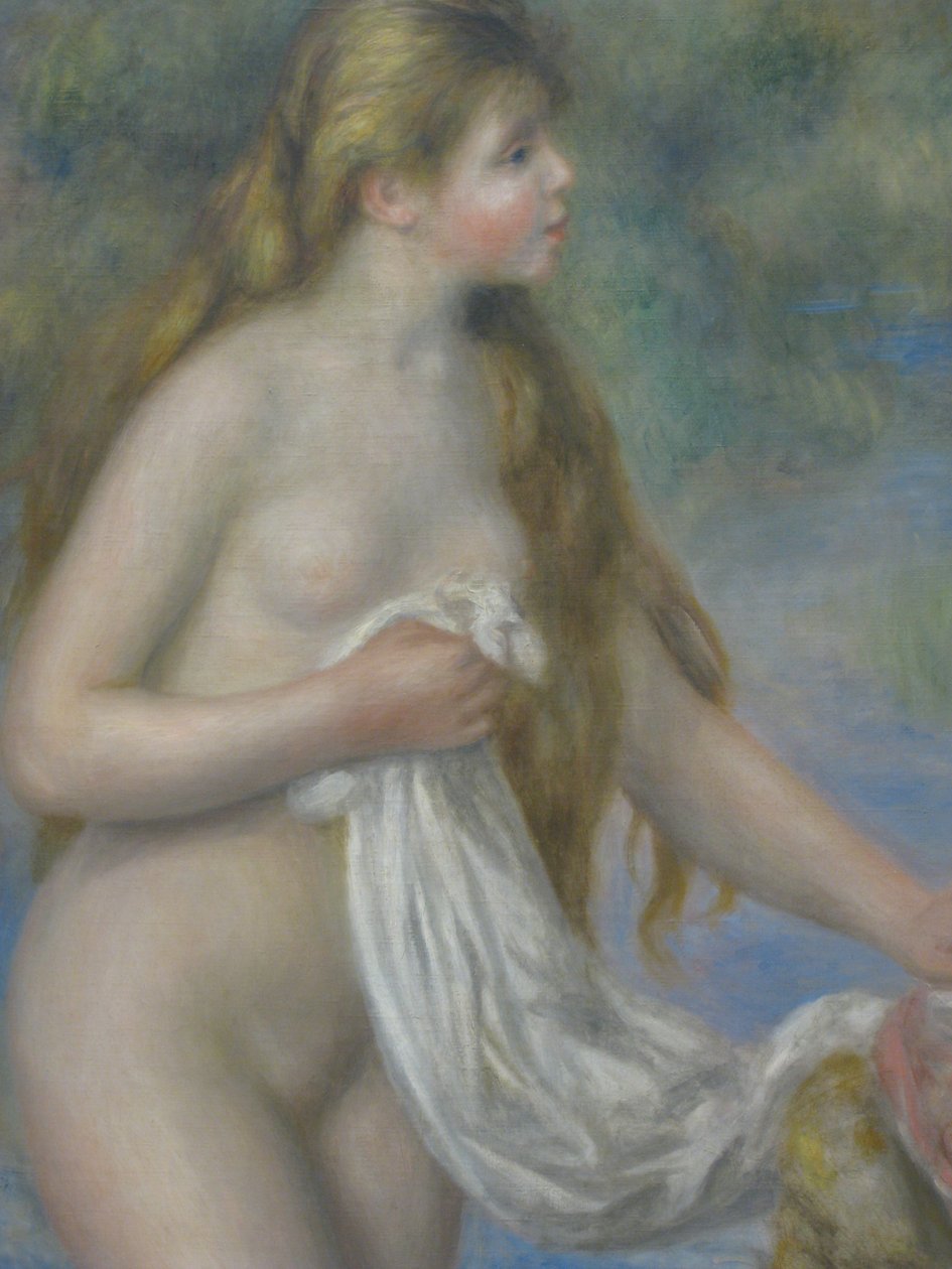Koupač s dlouhými vlasy od Pierre Auguste Renoir