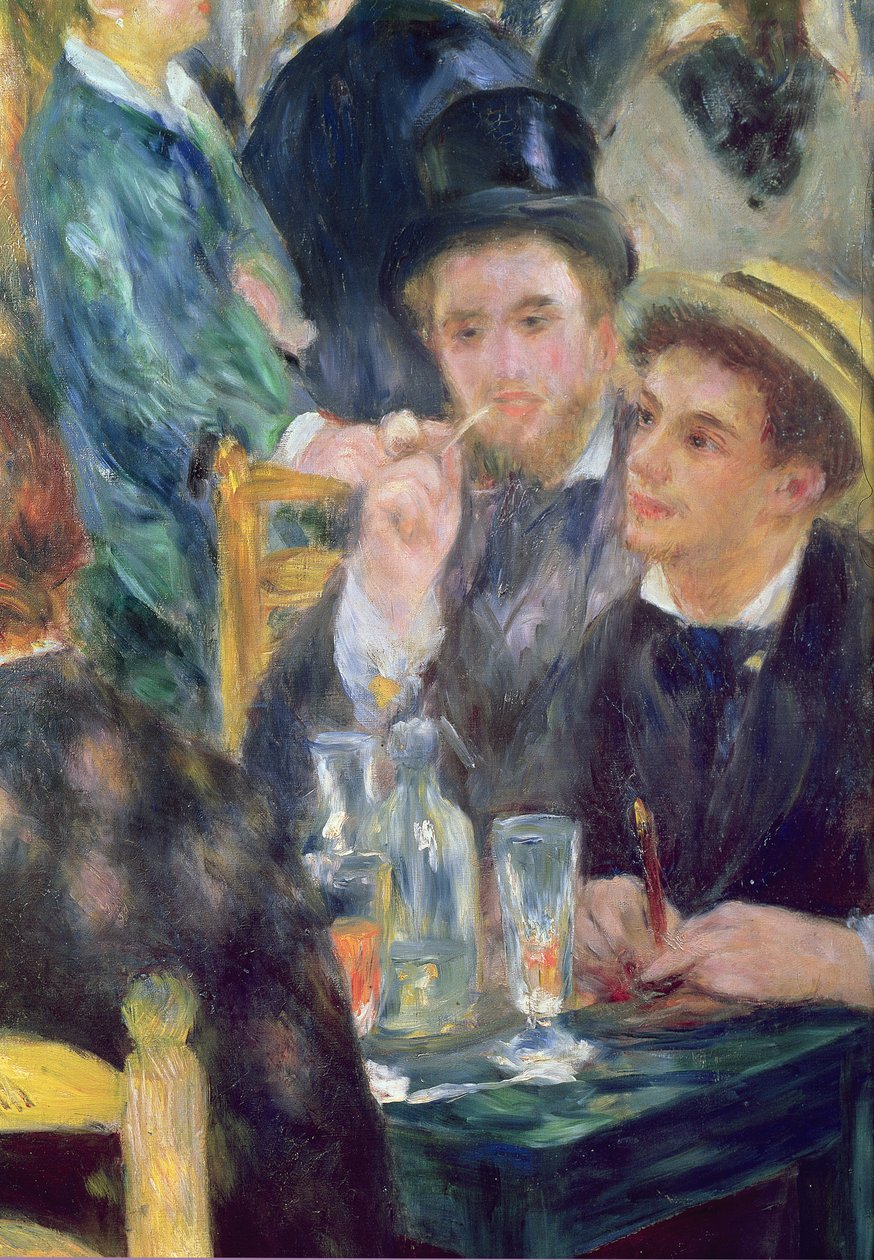 Ples v Moulin de la Galette, detail dvou sedících mužů, 1876 olej na plátně od Pierre Auguste Renoir