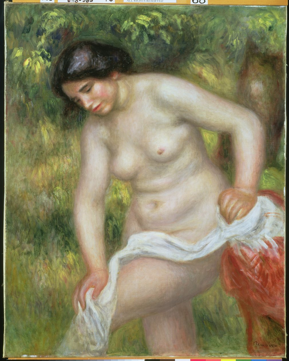 Koupání se suší bílým hadříkem od Pierre Auguste Renoir