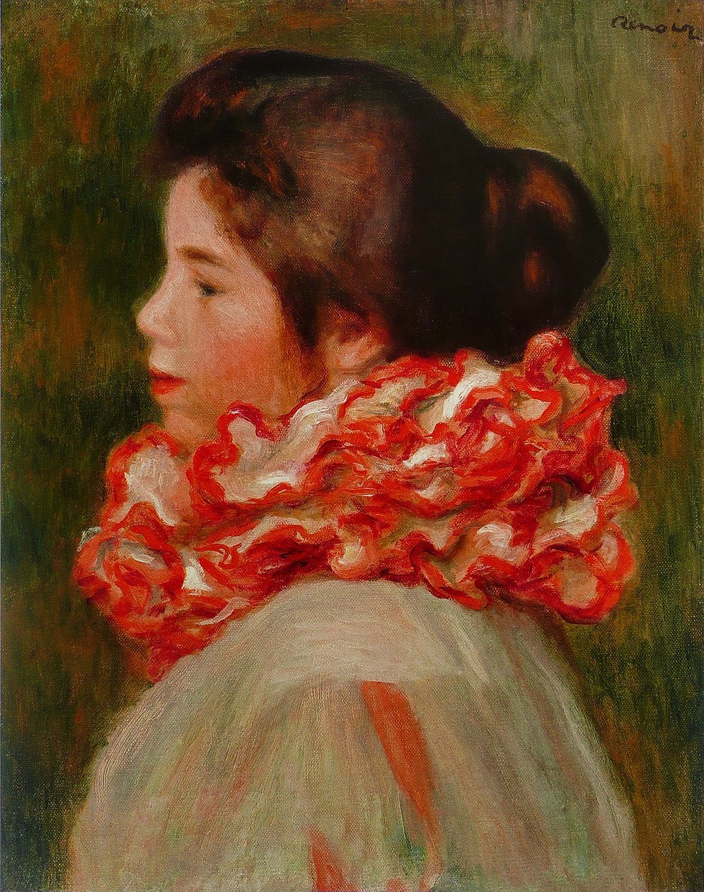 Žena s červeným límcem od Pierre Auguste Renoir