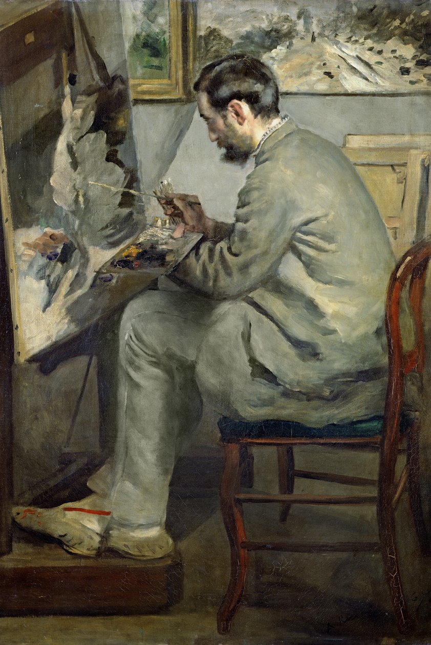 Frederic Bazille ve svém stojanu, 1867 od Pierre Auguste Renoir