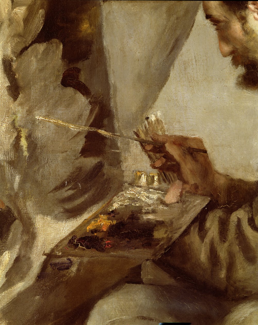 Frederick Bazille na svém stojanu, 1867 (detail 28936) od Pierre Auguste Renoir