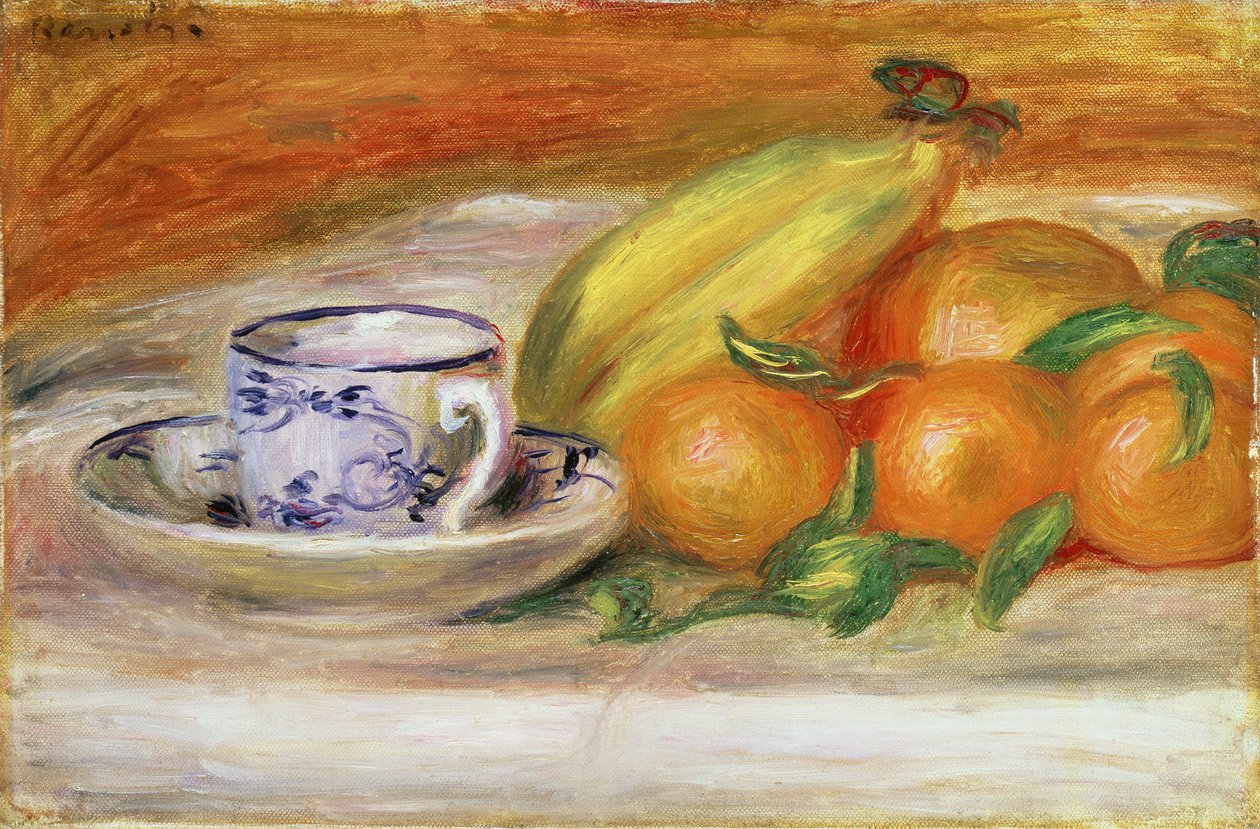 Ovoce s šálkem a podšálkem, kolem roku 1913 od Pierre Auguste Renoir