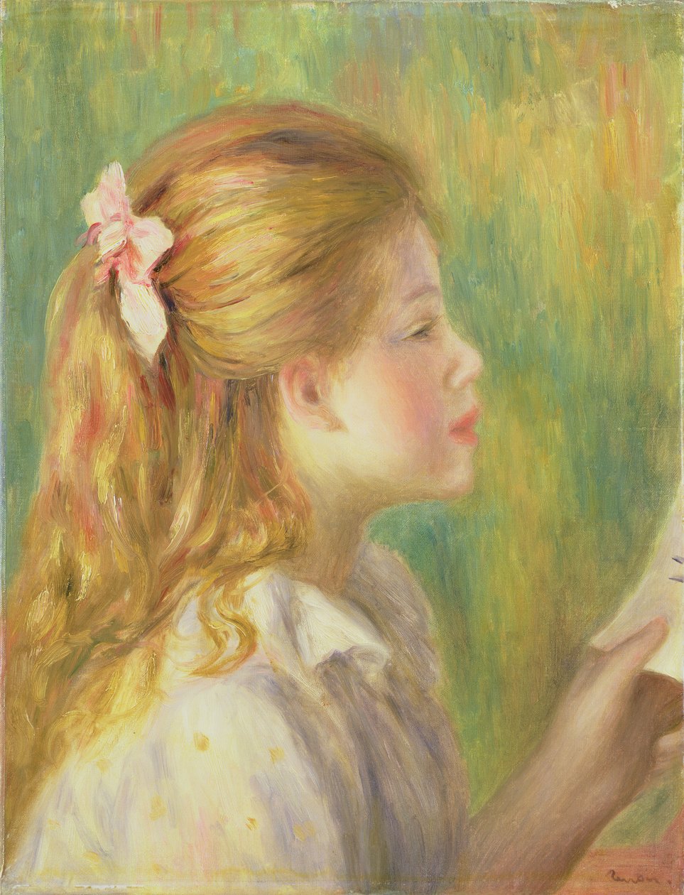 Dívka ve čtení profilu od Pierre Auguste Renoir