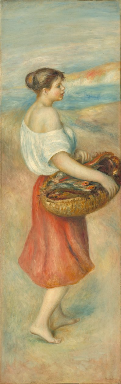 Dívka s košíkem ryb, kolem roku 1889 od Pierre Auguste Renoir