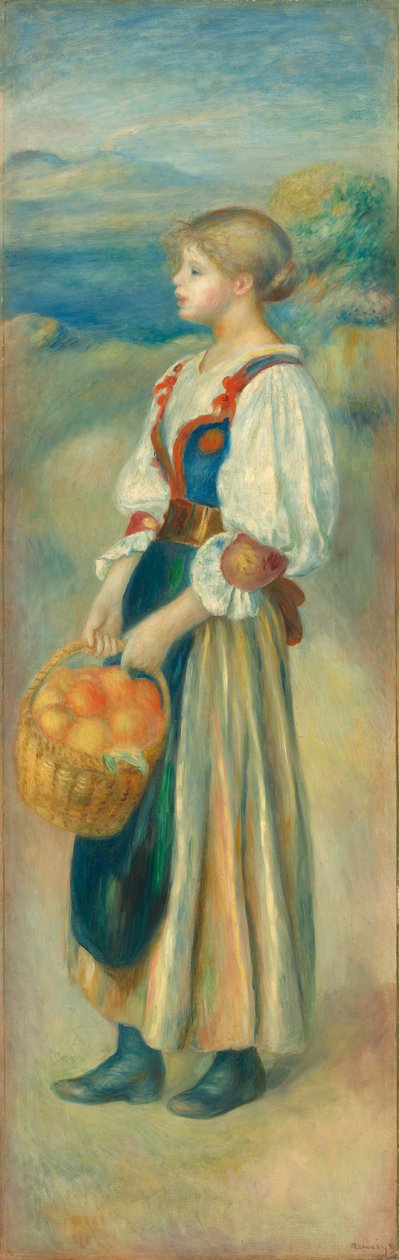 Dívka s košíkem pomerančů, kolem roku 1889 od Pierre Auguste Renoir