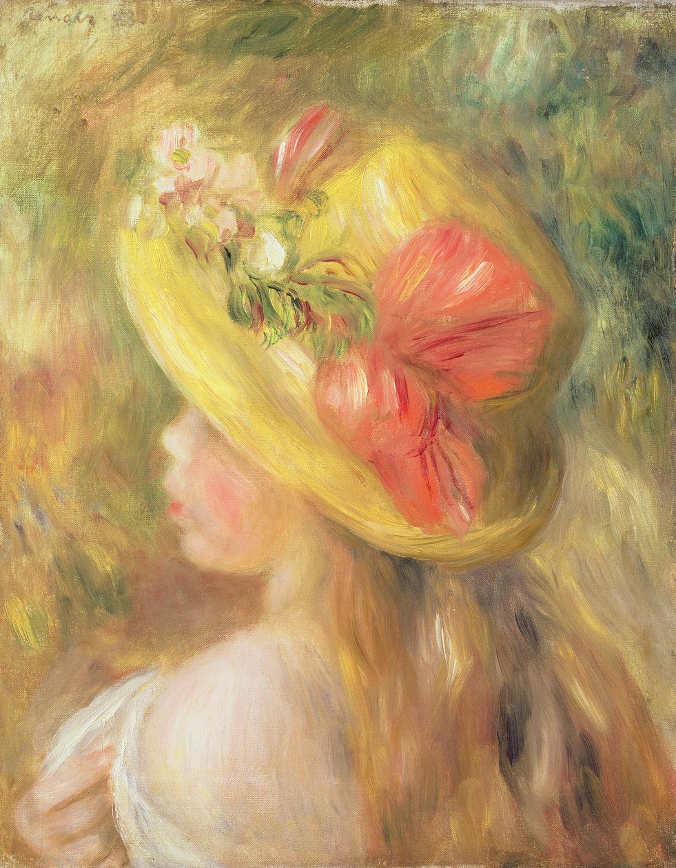 Hlava dívky s kloboukem, 1893 od Pierre Auguste Renoir