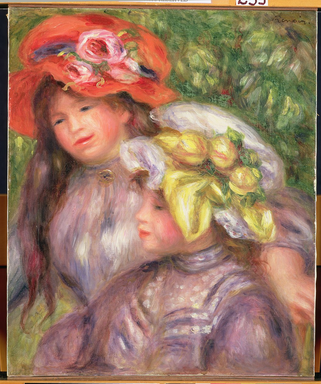 Hlavy dvou dívek s klobouky, kolem roku 1910 od Pierre Auguste Renoir