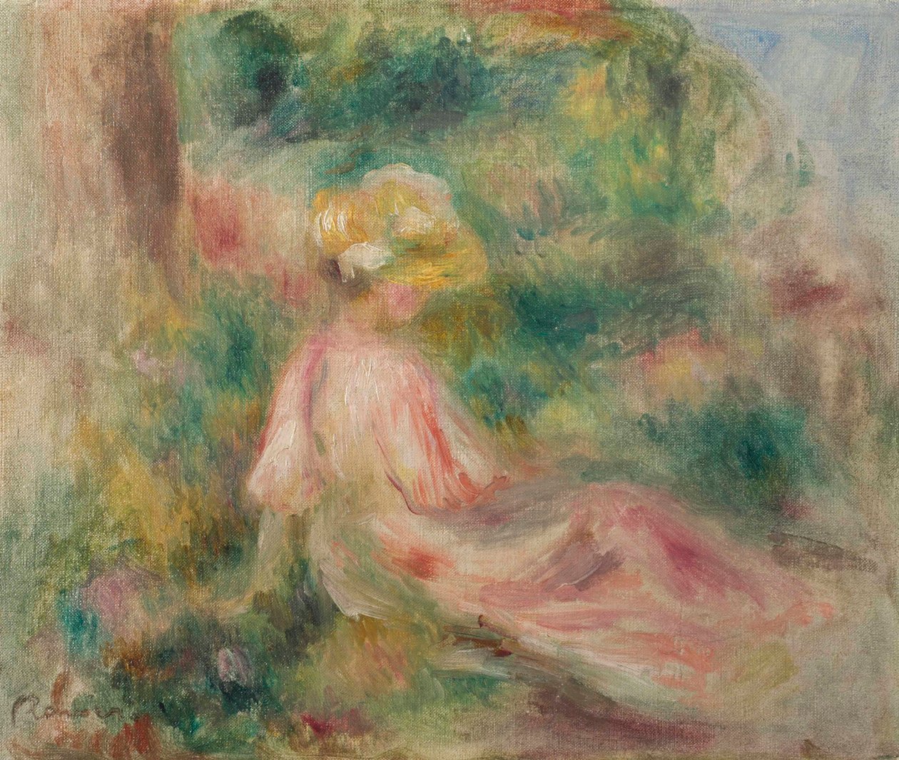 Mladá dívka na louce od Pierre Auguste Renoir