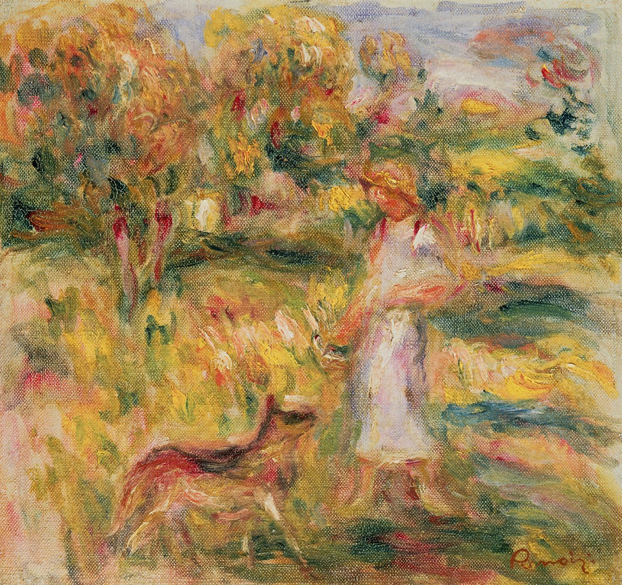 Krajina s umělcovou manželkou a Zazou, kolem roku 1919 od Pierre Auguste Renoir