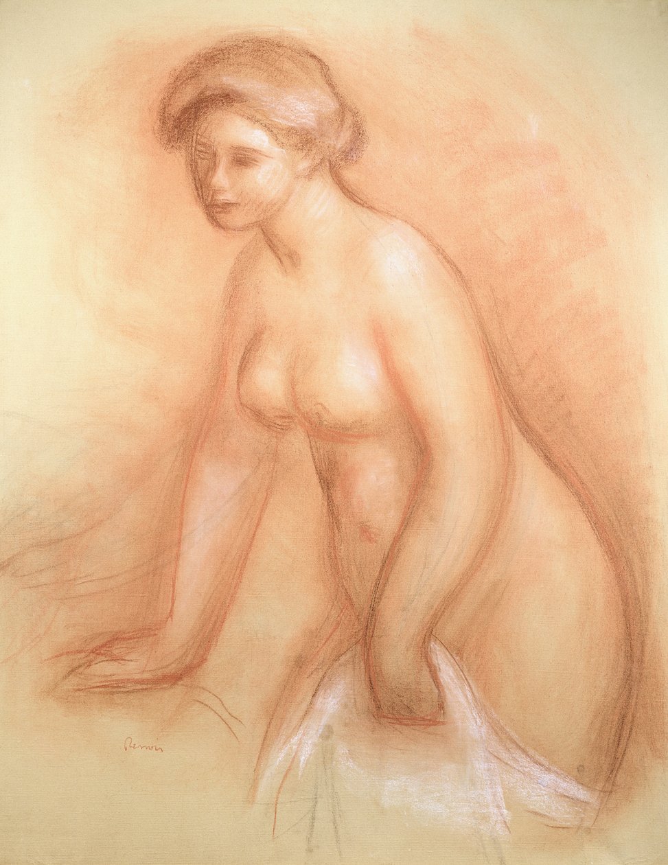 Velký lazebník, kolem 1885-86 (sangvinik zvýšený bílou) od Pierre Auguste Renoir