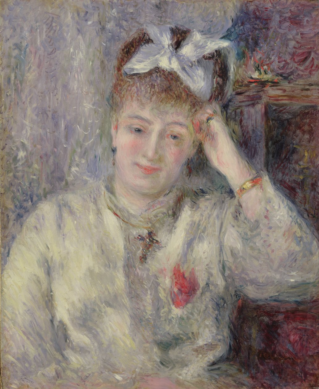 Madame Murer opírající se o klavír, kolem roku 1878 od Pierre Auguste Renoir