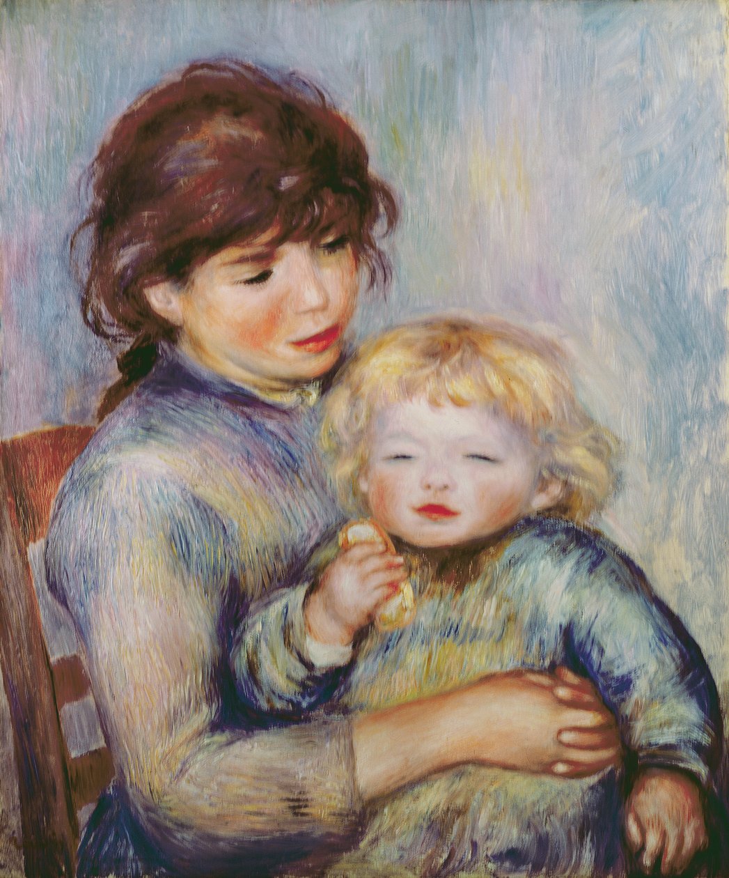 Mateřství aneb dítě se sušenkou, 1887 od Pierre Auguste Renoir