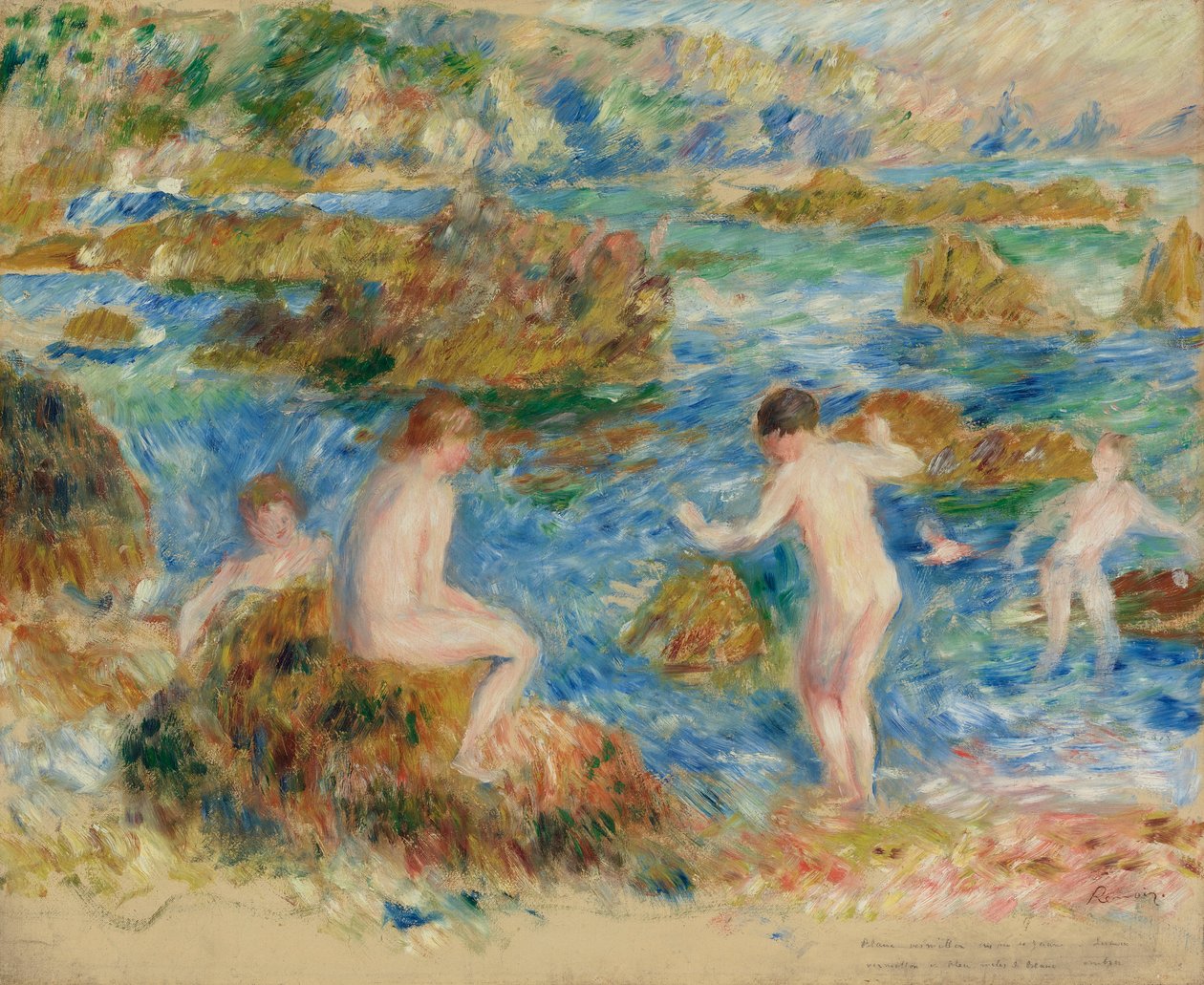 Nahí chlapci ve skalách na Guernsey od Pierre Auguste Renoir