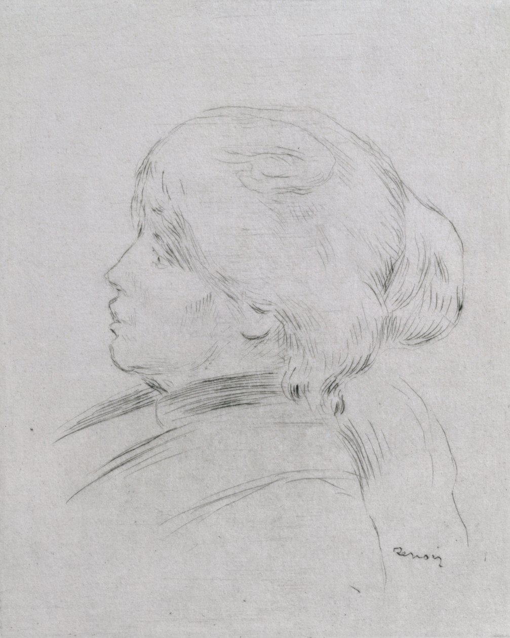 Portrét Berthe Morisot (1841-95) 1892-3, nakl. 1924 (suchá jehla) od Pierre Auguste Renoir