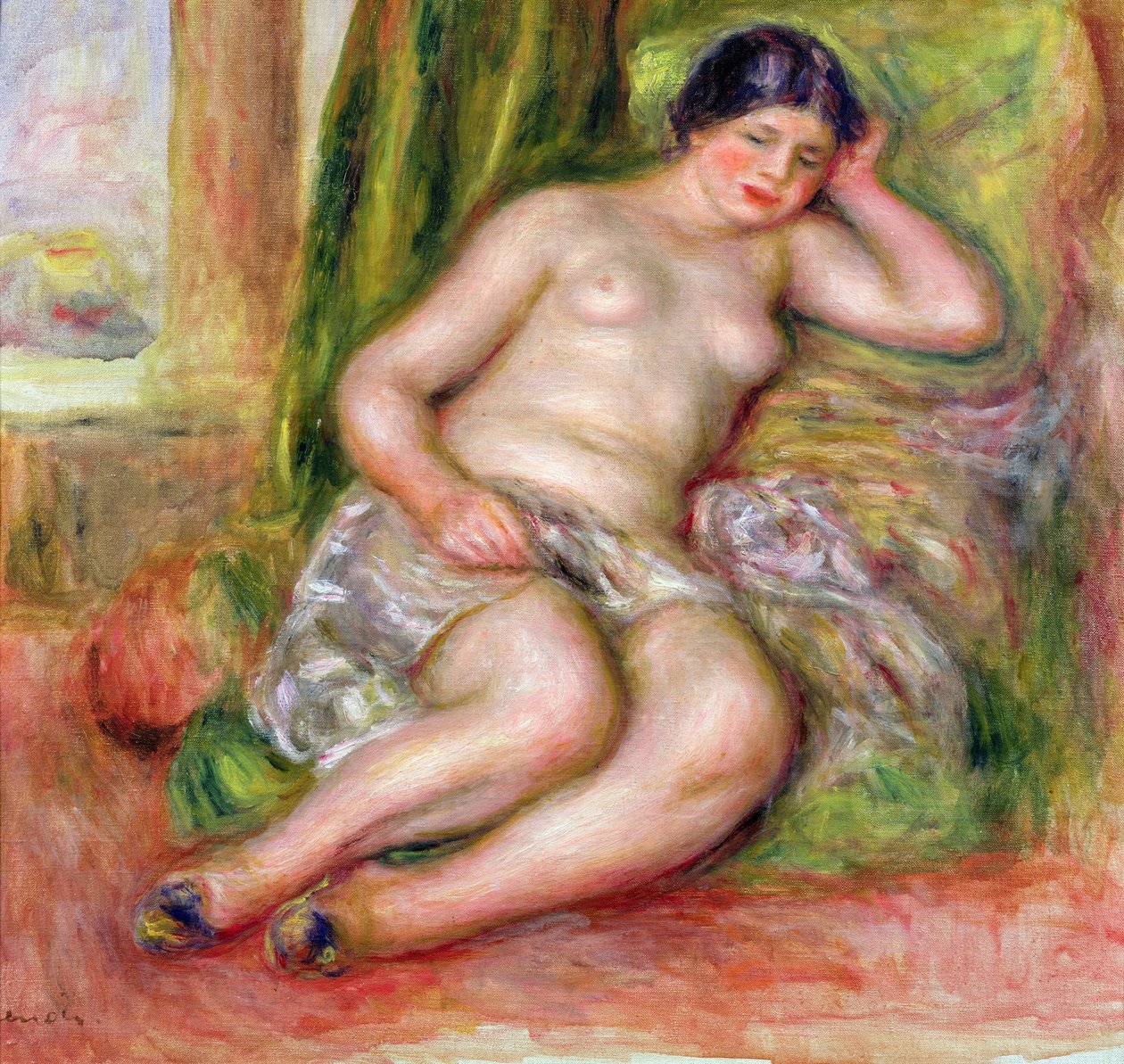 Spící odaliska, nebo odaliska v tureckých pantoflích, c.1915-17 od Pierre Auguste Renoir