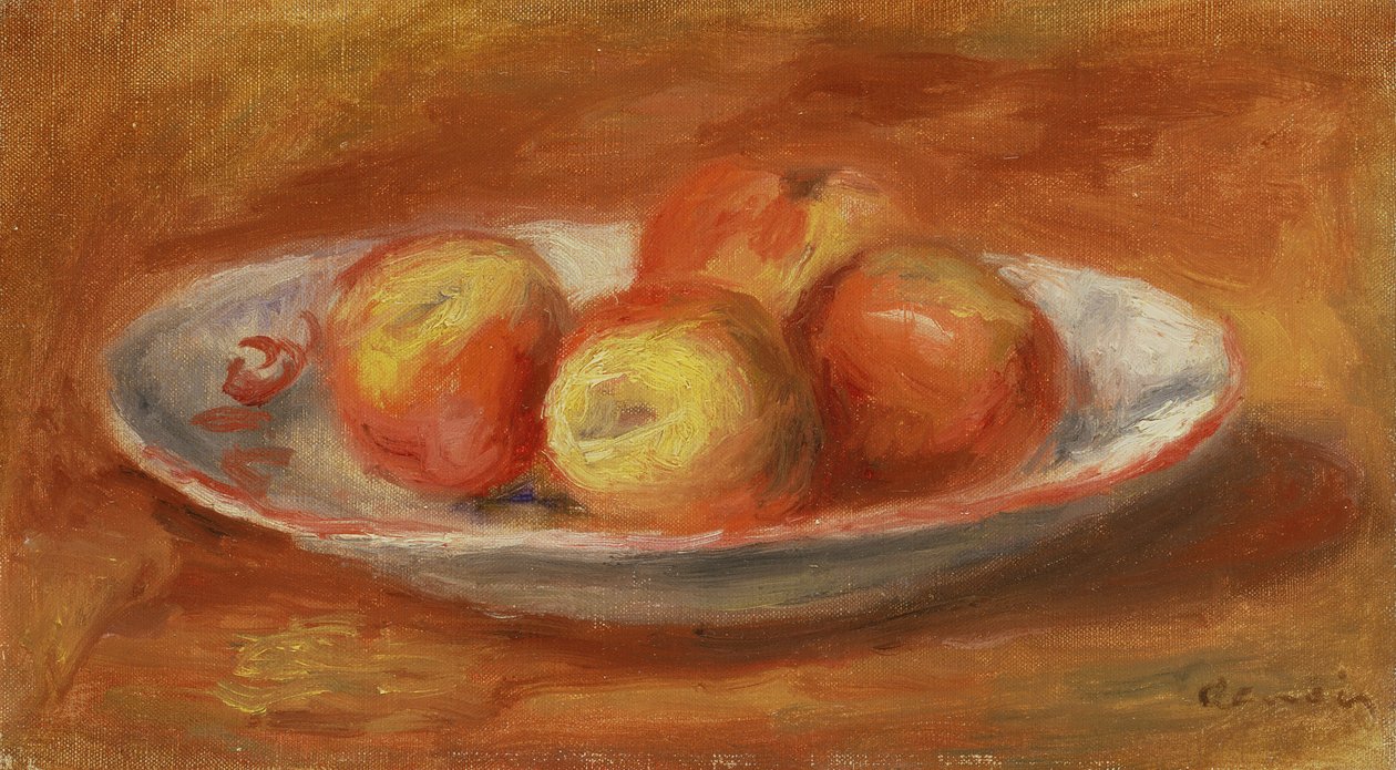 Zátiší se čtyřmi jablky na talíři, 1914 od Pierre Auguste Renoir