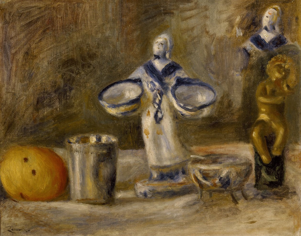 Zátiší s fajánsovou figurkou, 19. století od Pierre Auguste Renoir