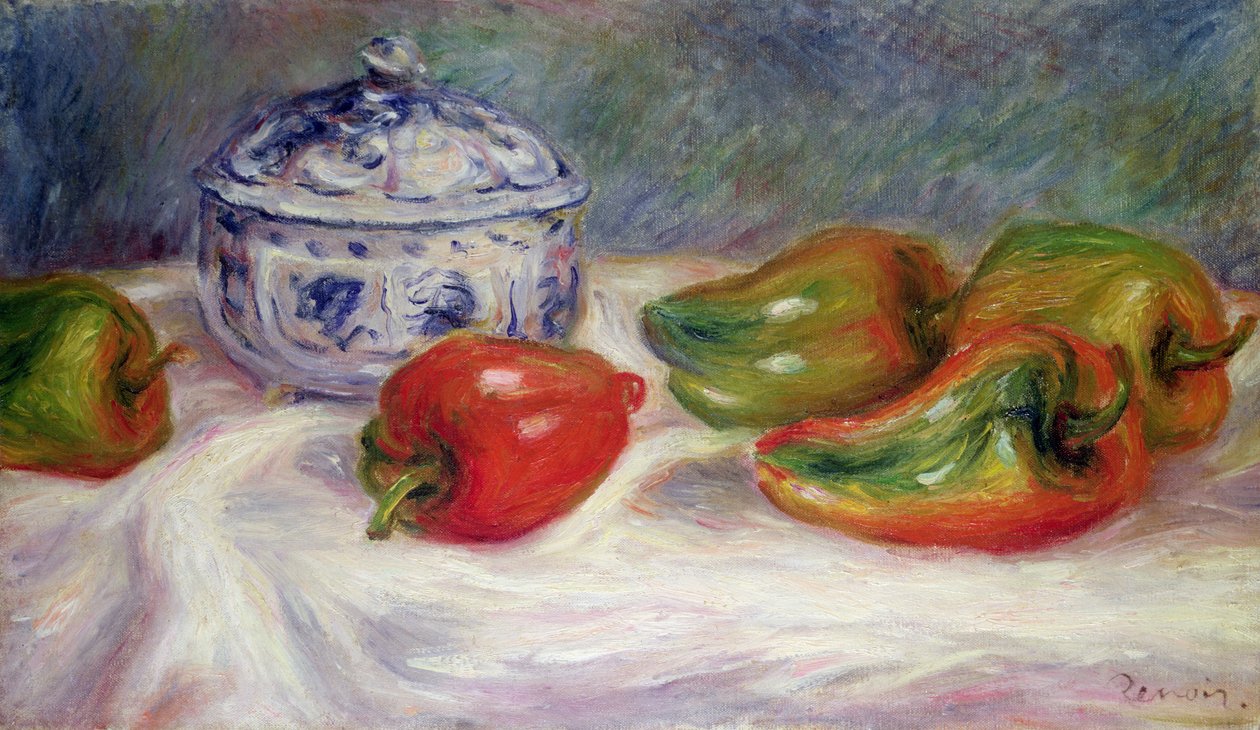 Zátiší s cukřenkou a červenou paprikou, kolem roku 1905 od Pierre Auguste Renoir
